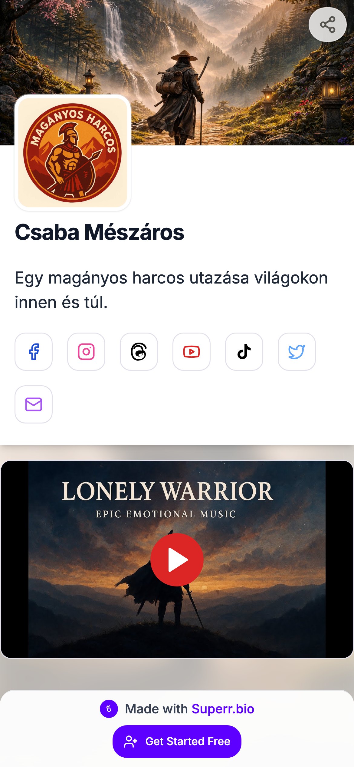 Csaba Mészáros bio page — creator and musician